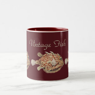 Vintage Ernst Haeckel Nautical Red Boxfish Art Two-Tone Coffee Mug