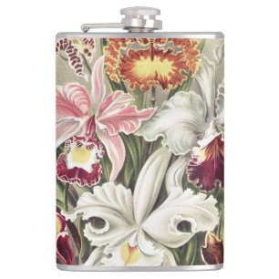 Vintage Ernst Haeckel Orchid Botanical Print Hip Flask