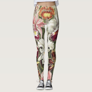 Vintage Ernst Haeckel Orchid Botanical Print Leggings