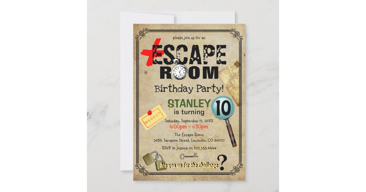 Vintage Escape Room Mystery Birthday Party Invitation Zazzle