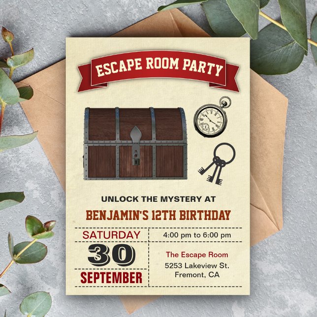 Vintage Escape Room Party Birthday Invitation (Creator Uploaded)