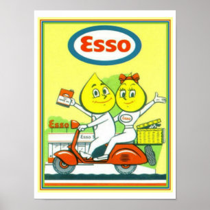 Vintage Esso Gasoline Advertisement 12 x 16 Poster
