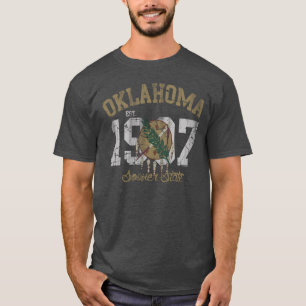 Vintage Est 1907 Oklahoma Sooner State Flag T-Shirt