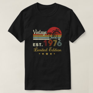 Vintage Est 1976 Retro Sunset Palm Trees Birthday T-Shirt