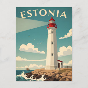 Vintage Estonia Lighthouse Travel Postcard