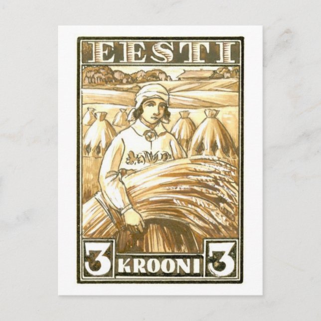 Vintage Estonia Postage Stamp Design Postcard (Front)