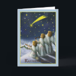 Vintage Estonian Kauneid Jõule Christmas Card<br><div class="desc">Retro / Vintage Estonian Christmas greeting card.  Three lovely angels overlooking a snowy Christmas scene!  Kauneid Jõule! Merry Christmas!</div>