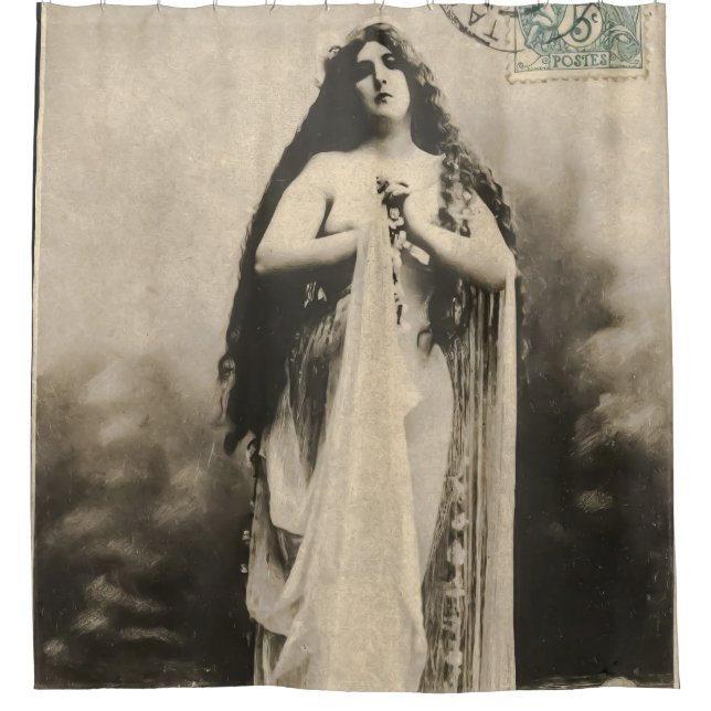 Vintage Ethereal Goddess Postcard Shower Curtain (Front)