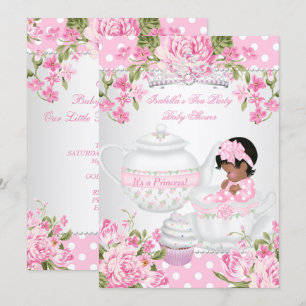 Vintage Ethnic Baby Shower Girl Pink Tea Party Invitation