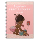 Vintage Ethnic Girl on Phone Baby Shower GuestBook
