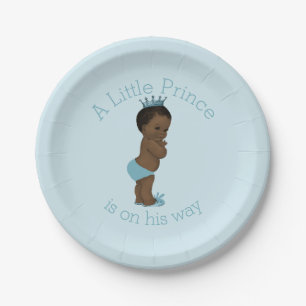 Vintage Ethnic Little Prince Baby Shower Blue Paper Plate