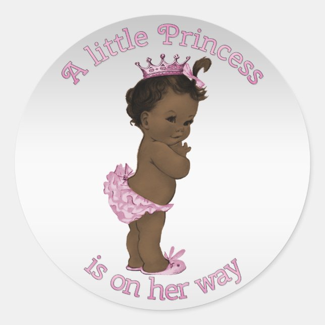 Vintage Ethnic Princess Baby Shower Classic Round Sticker (Front)