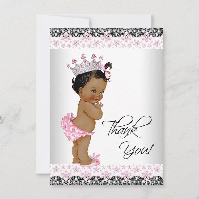 Vintage Ethnic Princess Baby Shower Thank You Card (Front)
