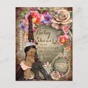 Vintage Ethnic Princess Paris Baby Shower Invitation