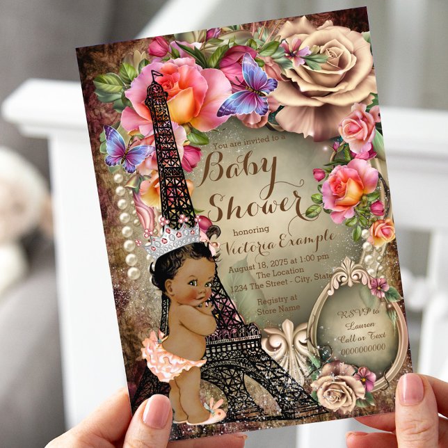 Vintage Ethnic Princess Paris Baby Shower Invitation (Creator Uploaded)