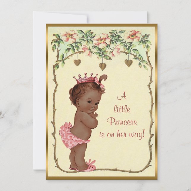 Vintage Ethnic Princess Roses & Hearts Baby Shower Invitation (Front)