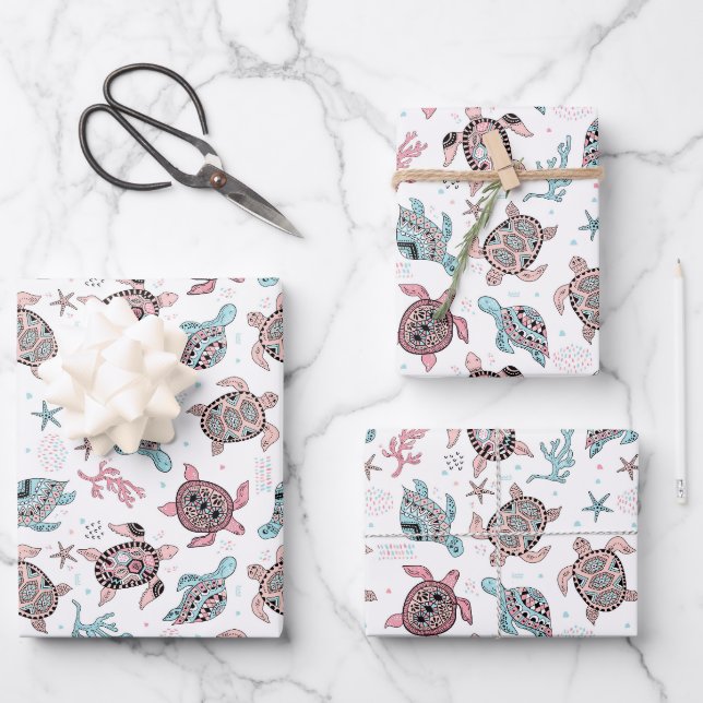 Vintage ethnic tortoise pattern  wrapping paper sheet (Front)