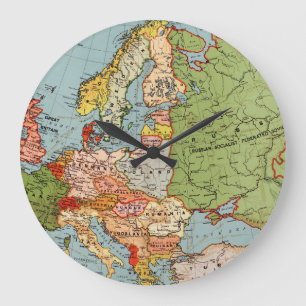 Vintage Europe 20th Century Bacon's Standard Map Large Clock