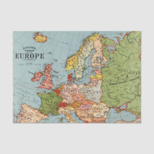 Vintage Europe 20th Century Bacon's Standard Map Tissue Paper
