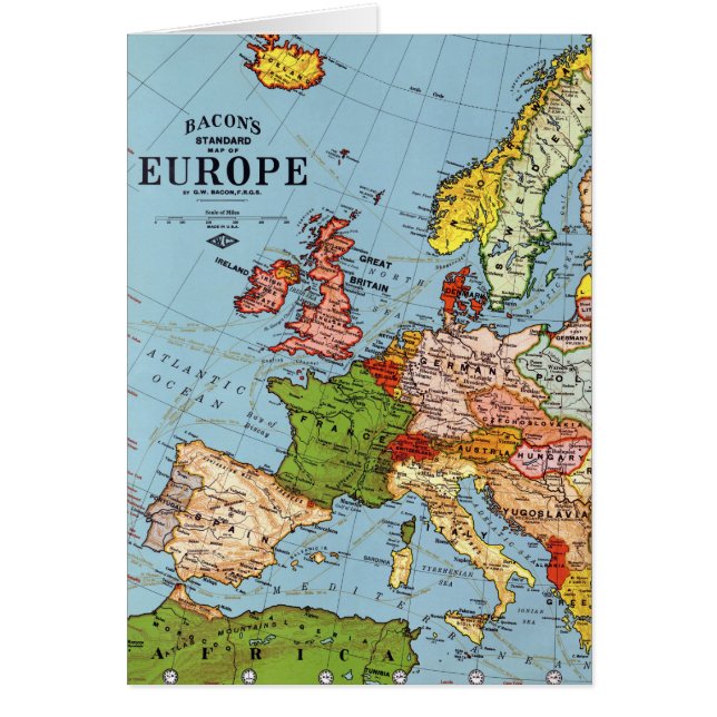 Vintage Europe 20th Century General Map (Front)