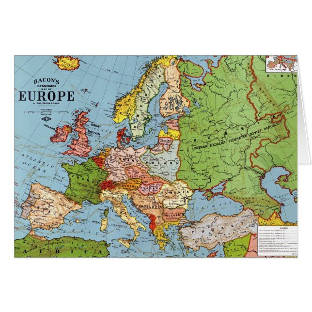 Vintage Europe 20th Century General Map (Front Horizontal)