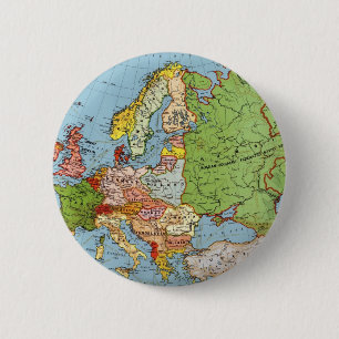 Vintage Europe 20th Century General Map 6 Cm Round Badge