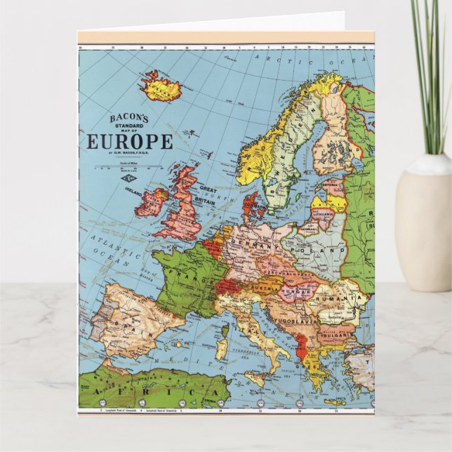 Vintage Europe 20th Century General Map Card (Front)