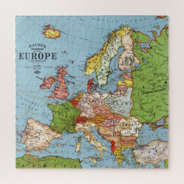 Vintage Europe 20th Century General Map Jigsaw Puzzle (Vertical)