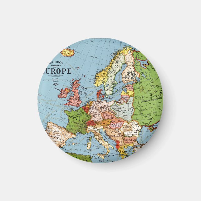 Vintage Europe 20th Century General Map Magnet (Front)