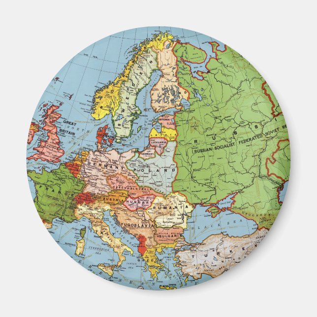 Vintage Europe 20th Century General Map Magnet (Front)