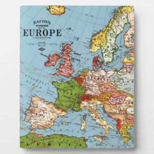 Vintage Europe 20th Century General Map Plaque