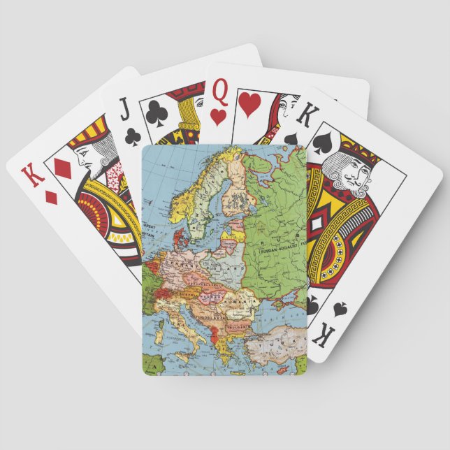 Vintage Europe 20th Century General Map Playing Cards (Back)