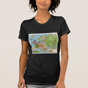 Vintage Europe 20th Century General Map T-Shirt