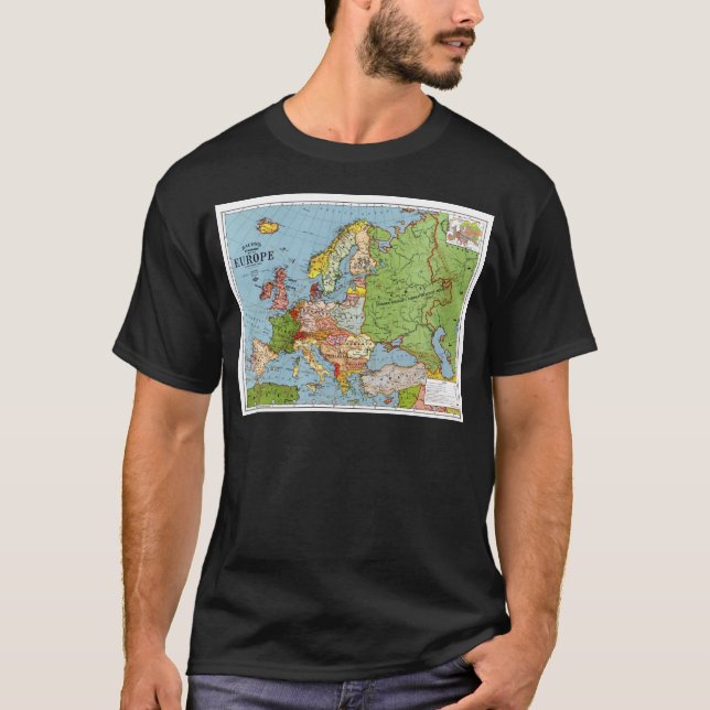 Vintage Europe 20th Century General Map T-Shirt (Front)