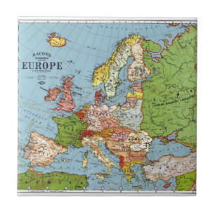 Vintage Europe 20th Century General Map Tile