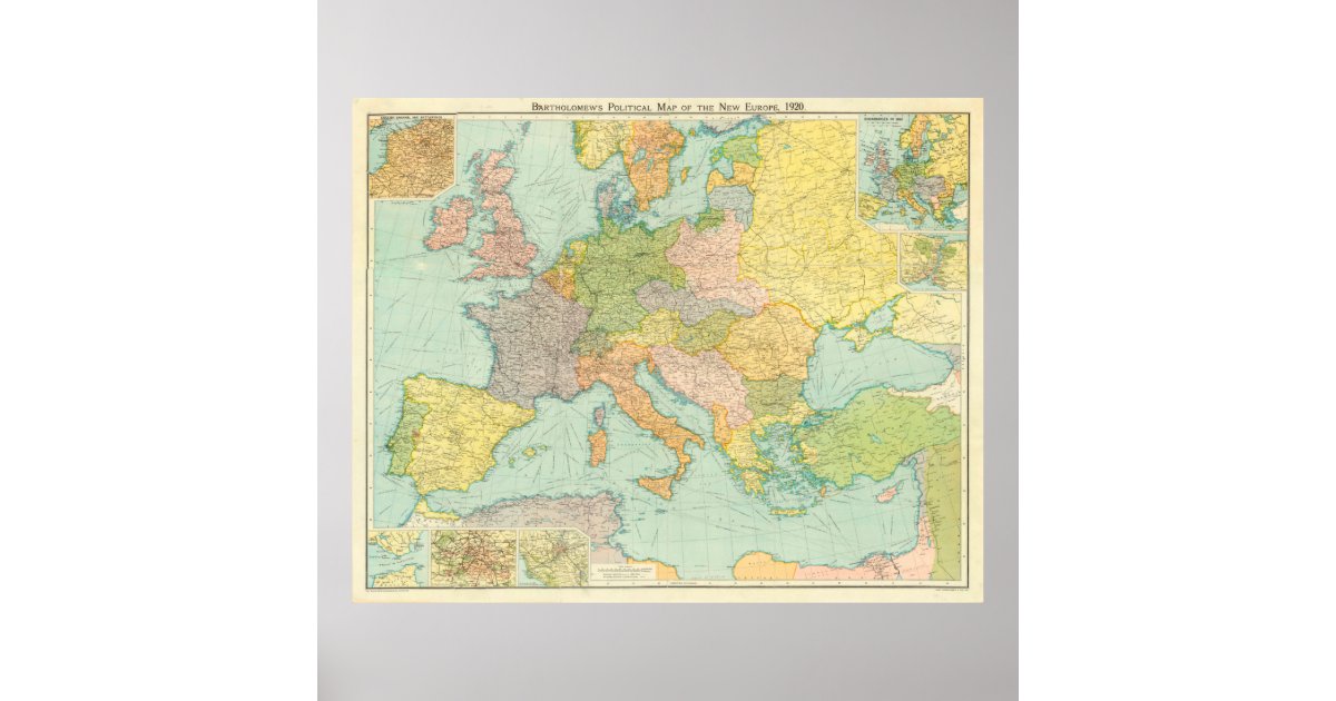 Vintage Europe Map (1920) Poster | Zazzle