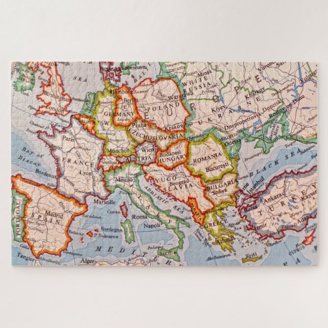 Vintage europe map jigsaw puzzle (Horizontal)