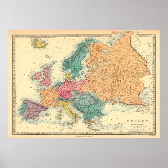 Vintage Europe map Poster (Front)