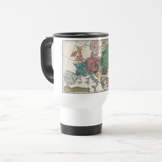 Vintage Europe Map Travel Mug (Front Left)