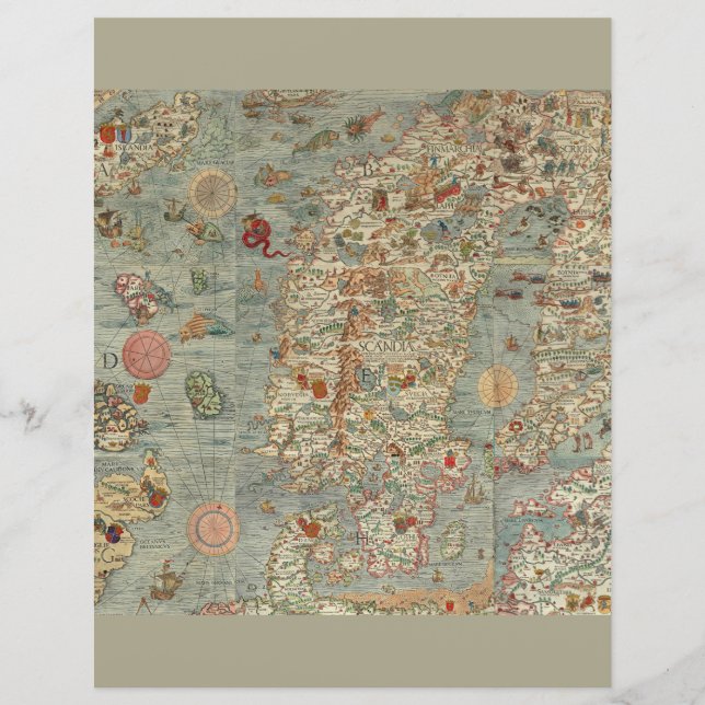 Vintage Europe old map cartography geographical  (Front)