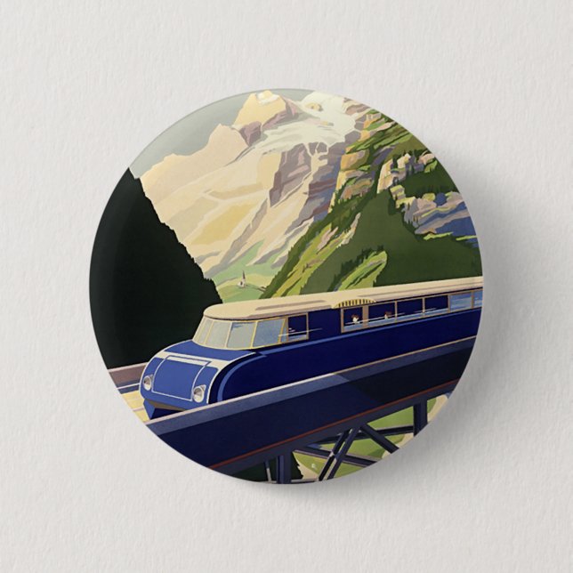 Vintage Europe Rail Travel 6 Cm Round Badge (Front)
