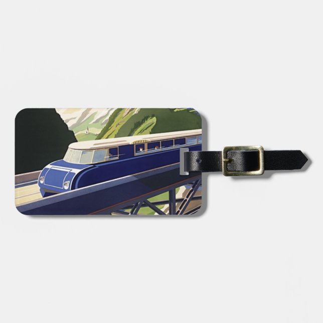 Vintage Europe Rail Travel Luggage Tag (Front Horizontal)