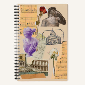 Vintage Europe Travel Collage Notebook