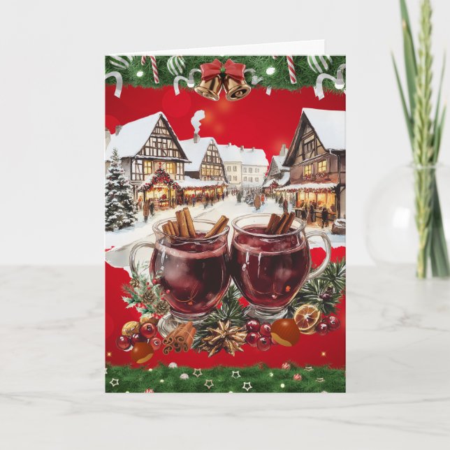 Vintage European christmas market Holiday Card (Front)