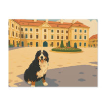 Vintage European City Square with Bernese 