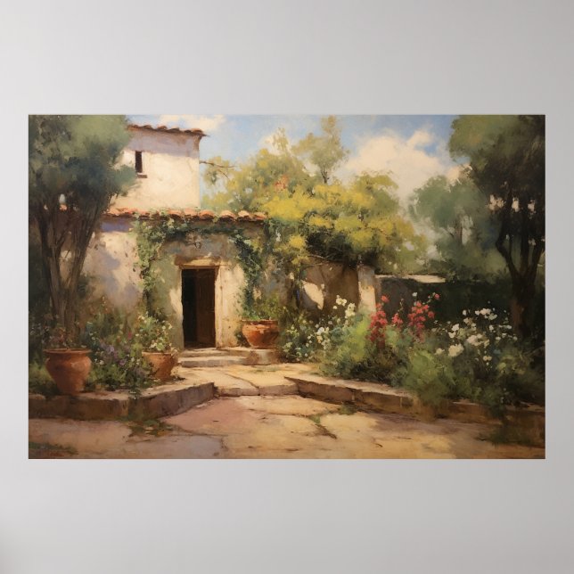 Vintage European Monastery Oil Painting Poster (Front)