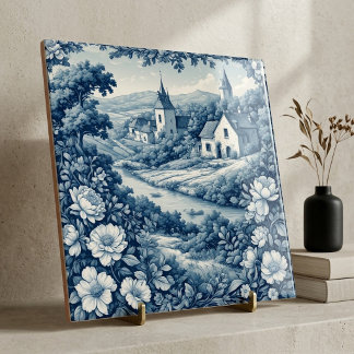 Vintage European Pastoral Farmhouse Toile De Jouy Tile