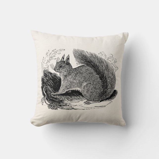 Vintage European Squirrel 1800s Squirrels Cushion (Front)