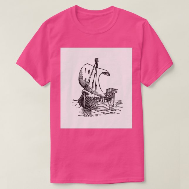 Vintage European style boat engraving T-Shirt (Design Front)