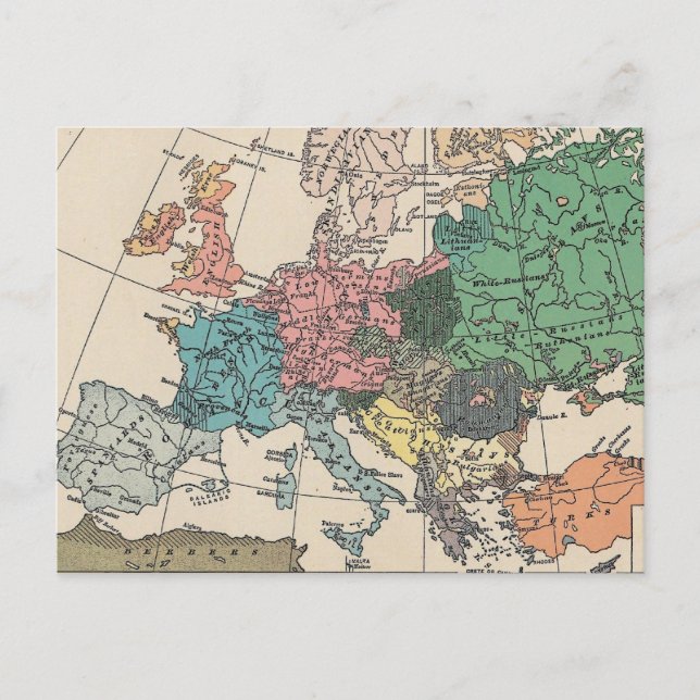 Vintage European Travel Map Holiday Postcard (Front)